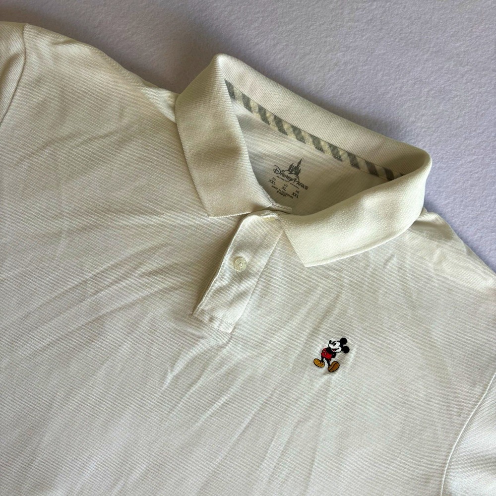 Disney Parks White Mickey Mouse Embroidered Polo Shirt Men's XL